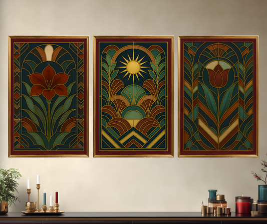 De verre et de lumière : quand les vitraux des années 20 se réinventent en affiches murales poétiques