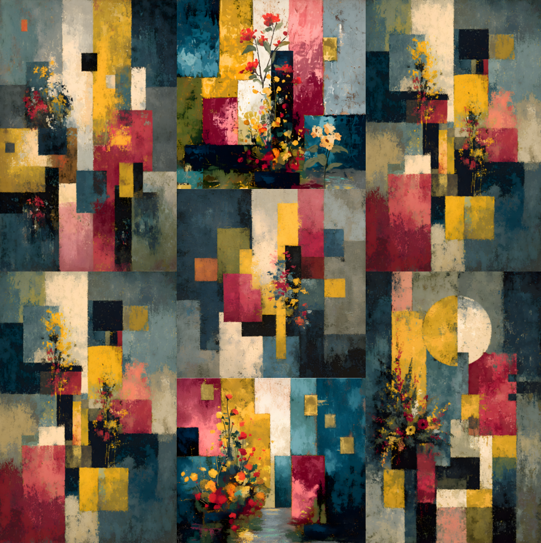 Fleurs rêvent en lignes | Posters abstrait floraux