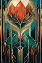 Poster de décoration murale vitrail art déco affiche contemporaine florale solaire