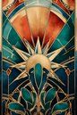 Poster de décoration murale vitrail art déco affiche contemporaine florale solaire